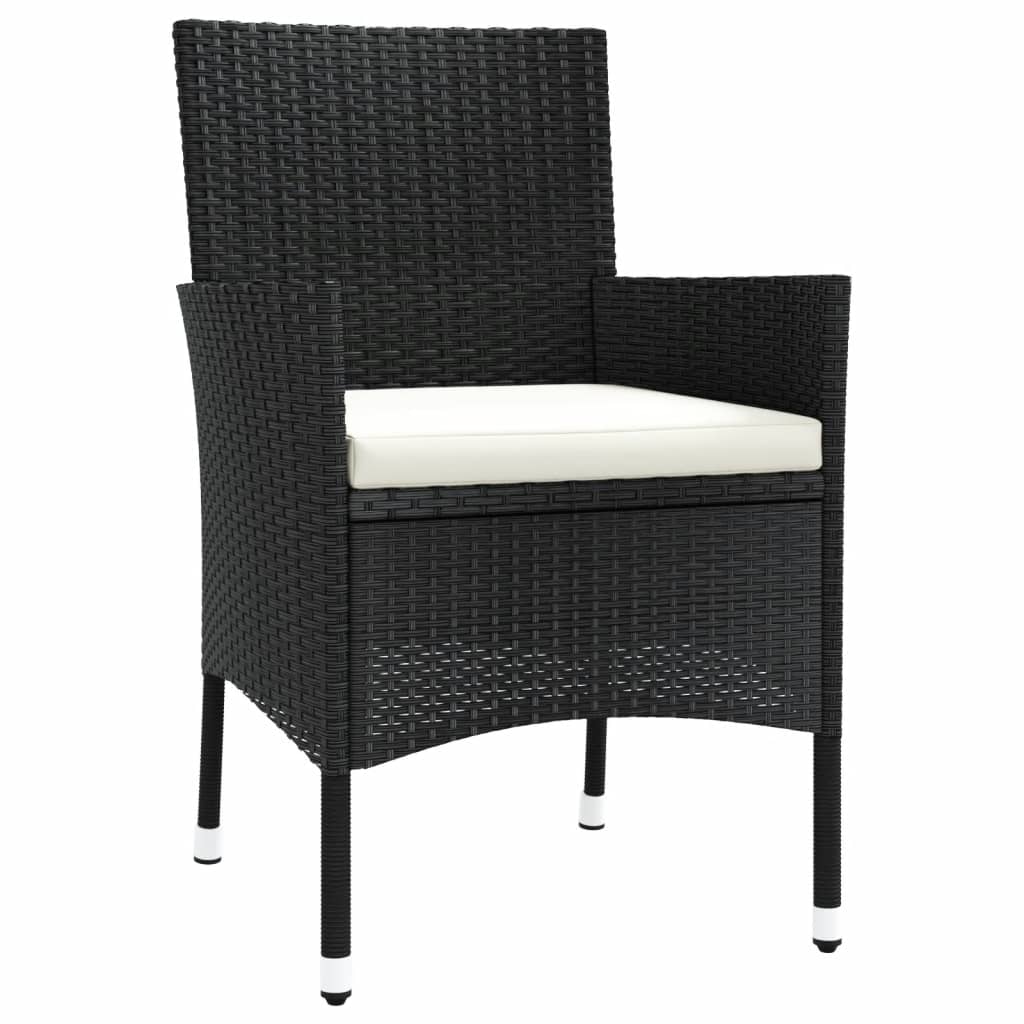 vidaXL Tuinstoelen met kussens 2 st. zwart poly rattan (alleen VK/IE/FI/NO)