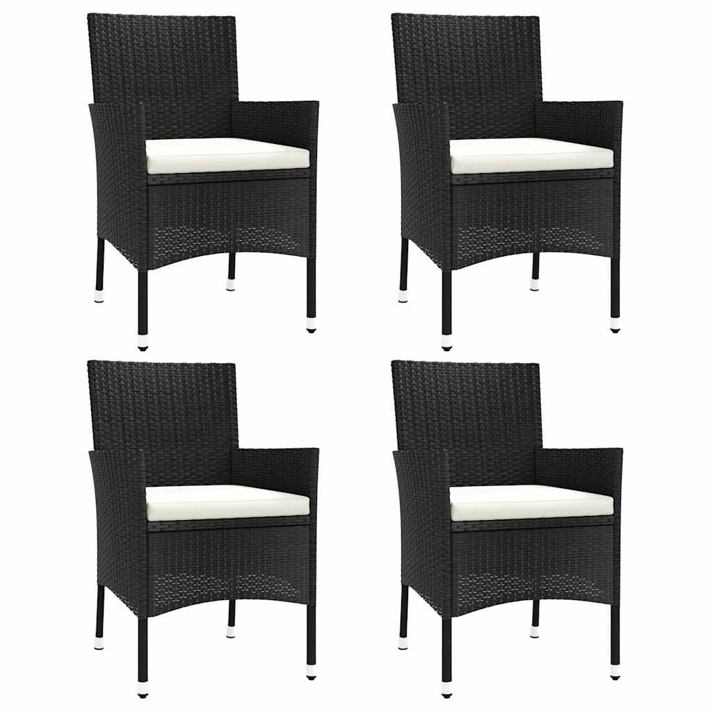 E-shop vidaXL Záhradné stoličky s vankúšmi 4 ks, čierne, polyratan (iba pre Spojené kráľovstvo/Írsko/Finsko/Norsko)
