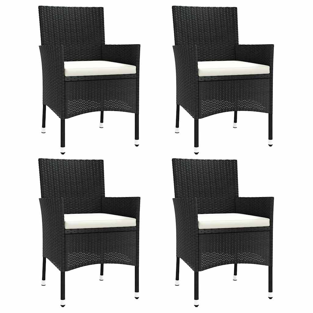 vidaXL Tuinstoelen met kussens 4 st zwart poly rattan, foto 3