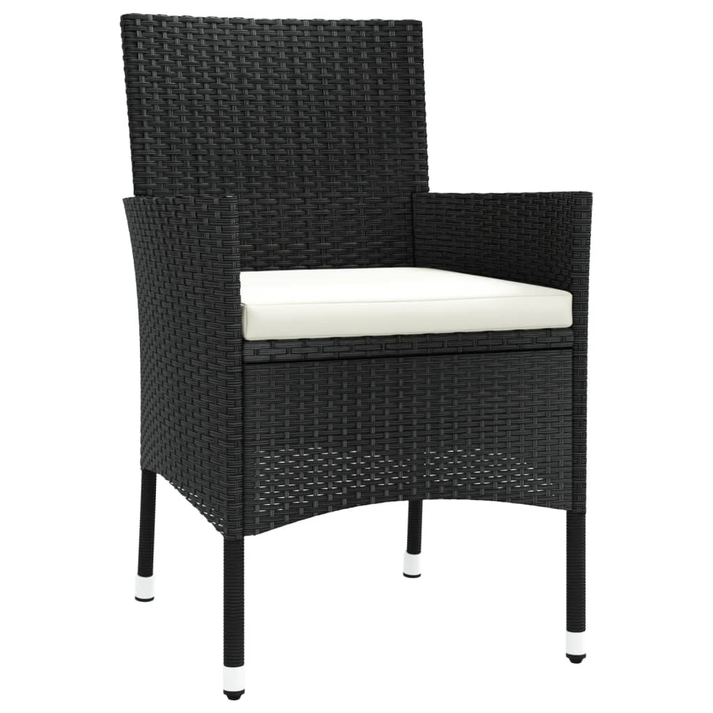 vidaXL Tuinstoelen met kussens 4 st zwart poly rattan (alleen VK/IE/FI/NO)