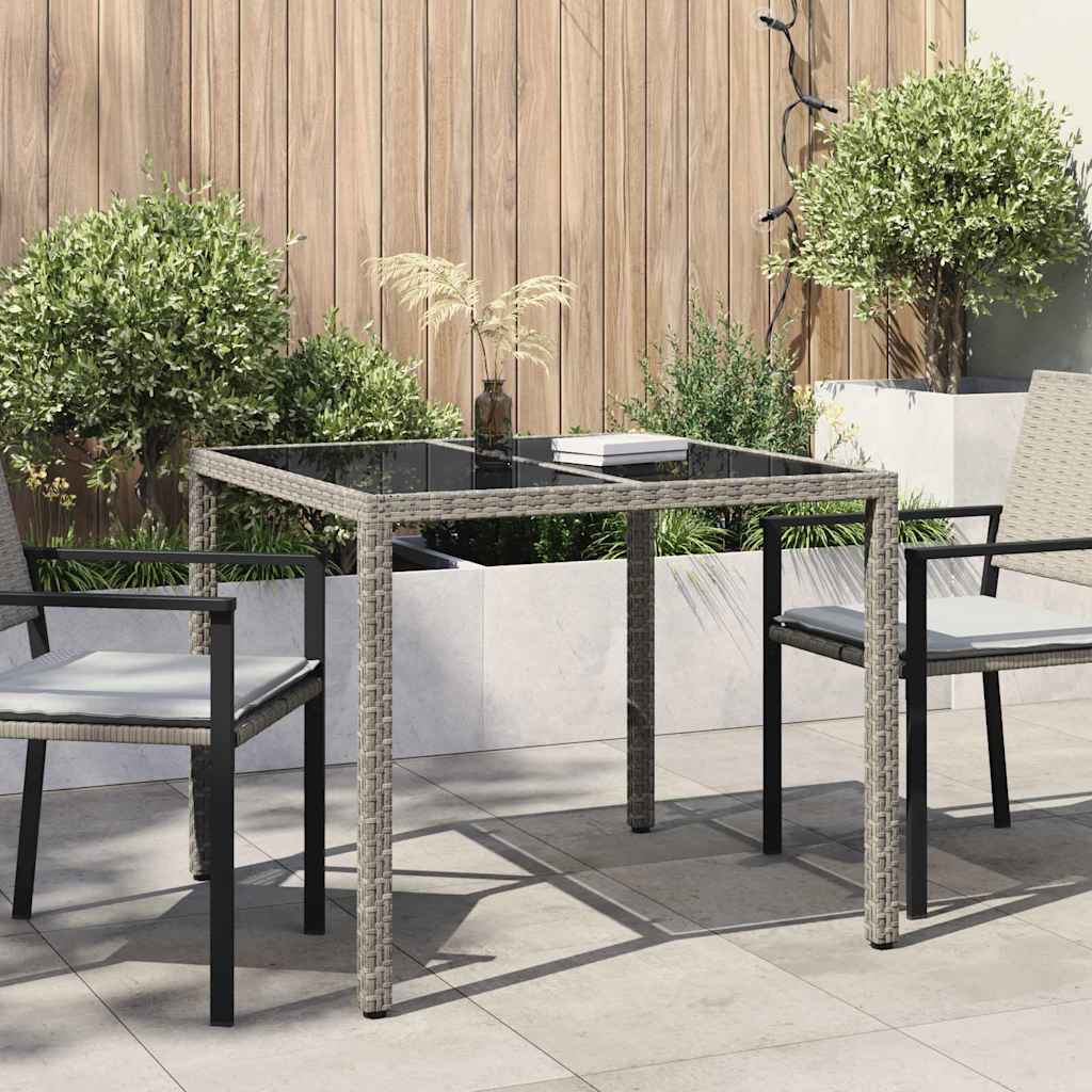 vidaXL Garten-Eßtisch Grau 90 x 90 x 75 cm Poly Rattan
