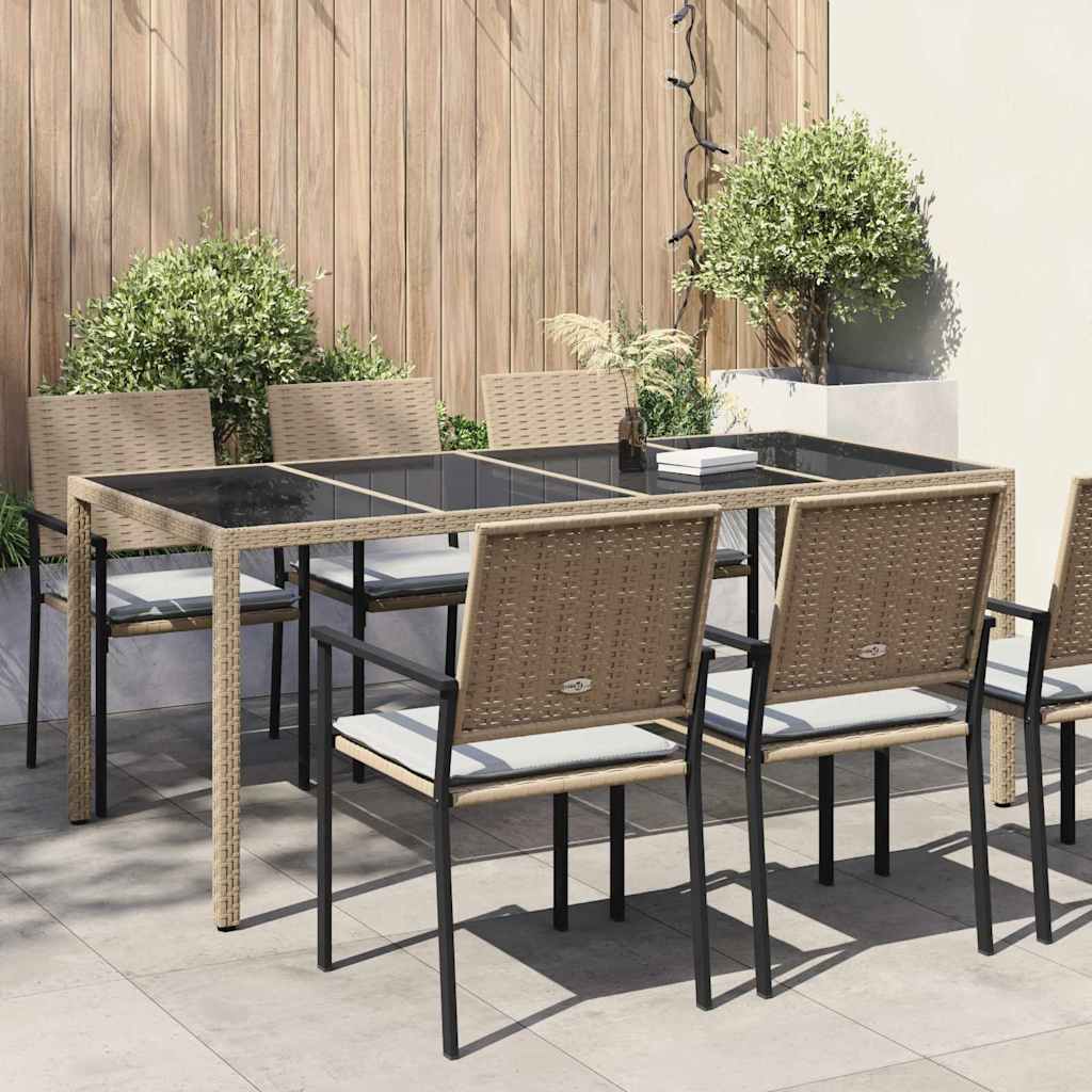 vidaXL Garten-Eßtisch Beige 190 x 90 x 75 cm Poly Rattan