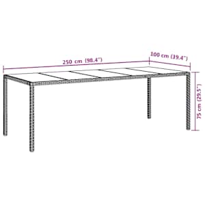 Zahradní stůl bílý 250 x 100 x 75 cm polyratan a tvrzené sklo - obrázek 7