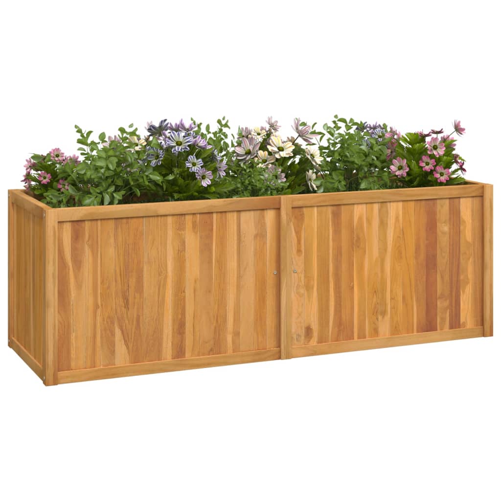 vidaXL Plantenbak verhoogd 150x50x50 cm massief teakhout afbeelding