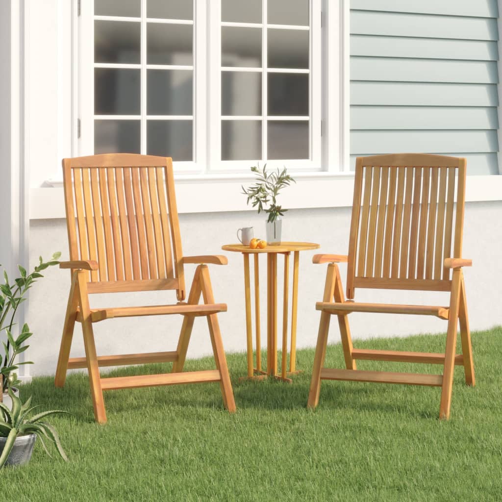 vidaXL Gartenstühle 2 Stk. Verstellbar Massivholz Teak