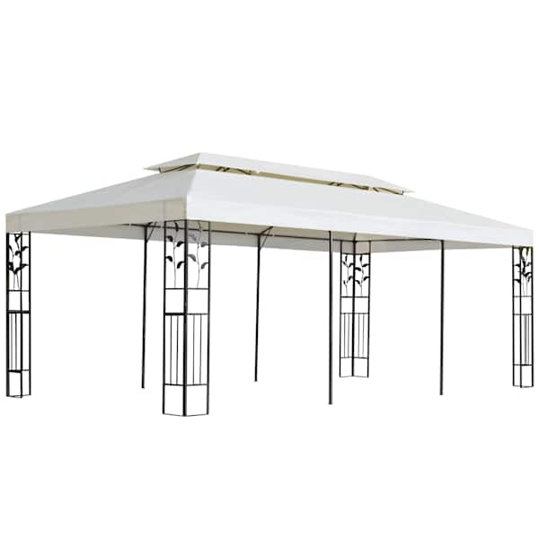 vidaXL varjualune, topeltkatusega, 6 x 3 m, teras