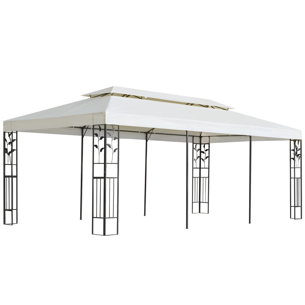 vidaXL pavillon med dobbelttag 6x3 m stål hvid
