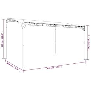 Stříška antracitová 4 x 3 m 180 g/m² textil a ocel - obrázek 9