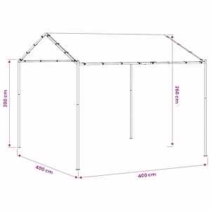 Altán 4 x 4 x 2,6 m Bílý Ocel a polyester 180 gsm - obrázek 9