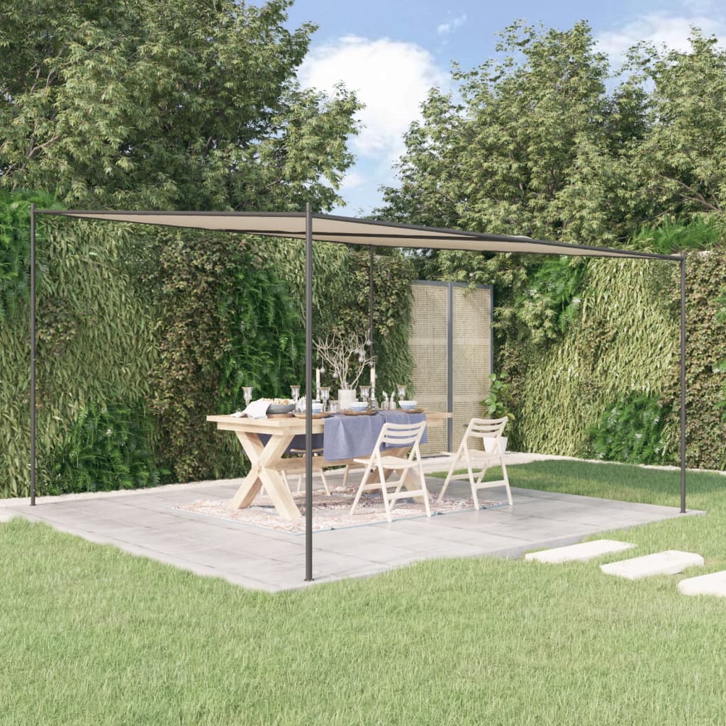 vida XL Pavillon Beige 4x 4 m 180 g/m² Stoff und Stahl