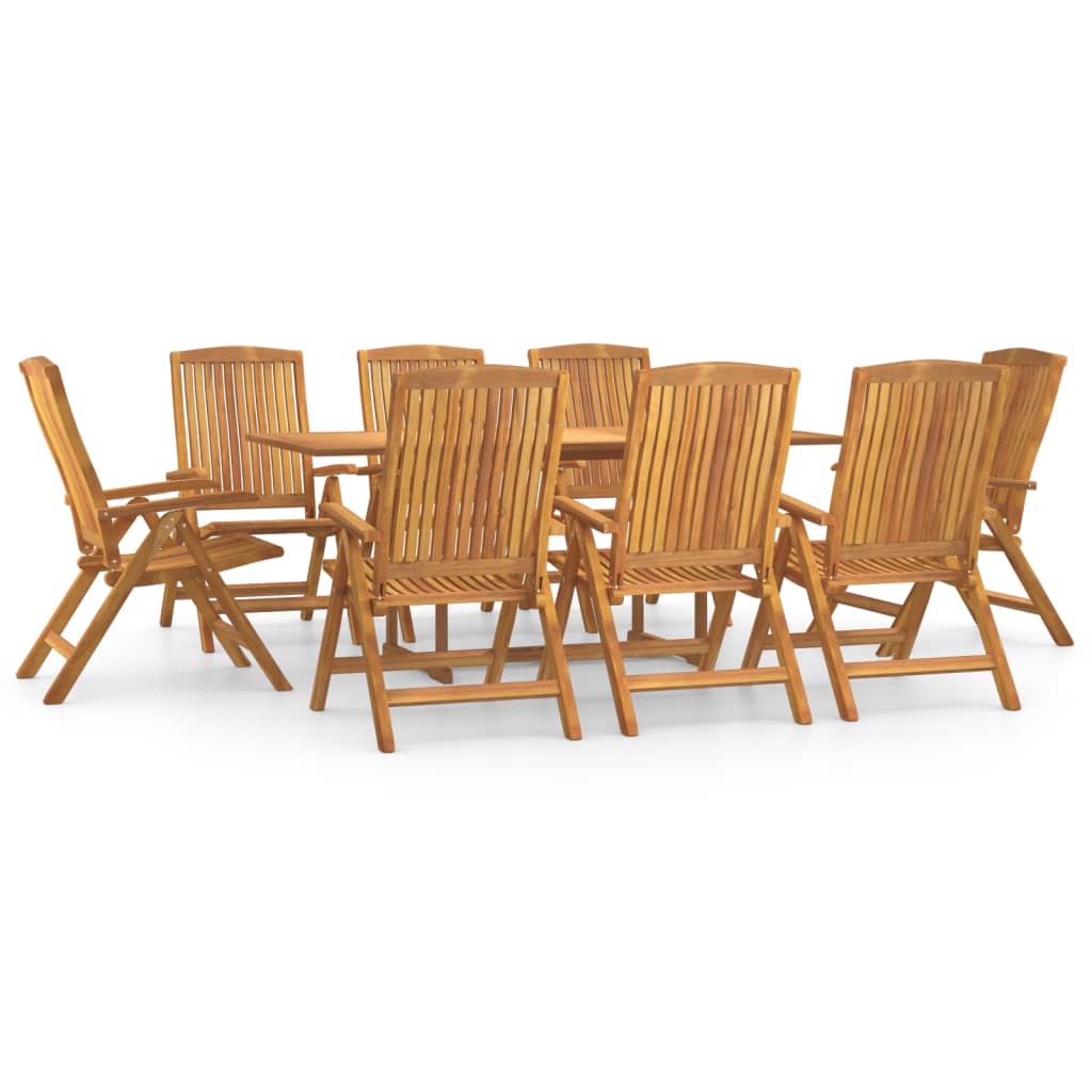 Zestaw mebli ogrodowych - drewno tekowe, 1 stół, 8 krzeseł