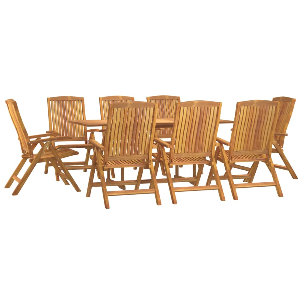 Zestaw mebli ogrodowych - drewno tekowe, 1 stół, 8 krzeseł