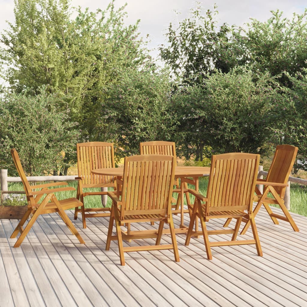 vidaXL Gartenstühle 6 Stk. Verstellbar Massivholz Teak