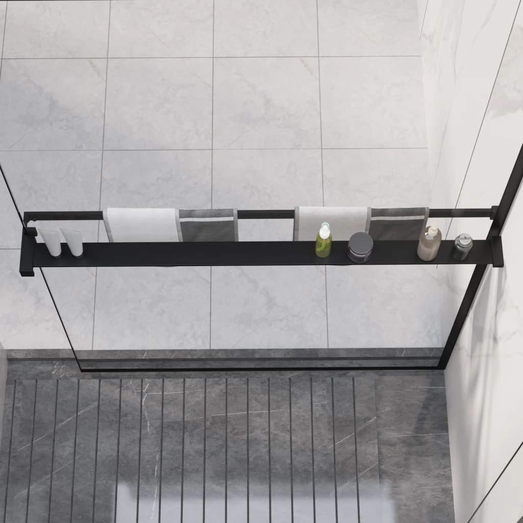 VidaXL - Mensola Doccia In Acciaio Inox 304 Spazzolato, Nero Opaco, 23x6,5x6 Cm, Installazione Adesiva O A Vite, Carico Max 20 Kg
