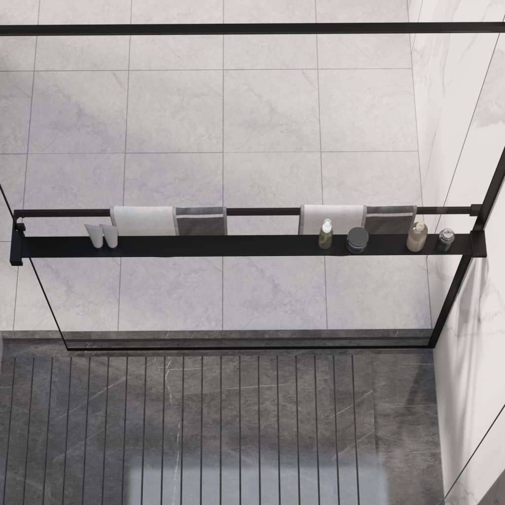 vidaXL Raft de duș pentru perete cabină de duș negru, 115 cm, aluminiu