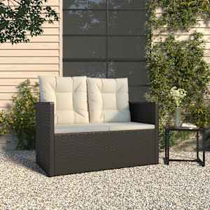 vidaXL aiapink patjadega, must, 105 cm, pol&uuml;rotang