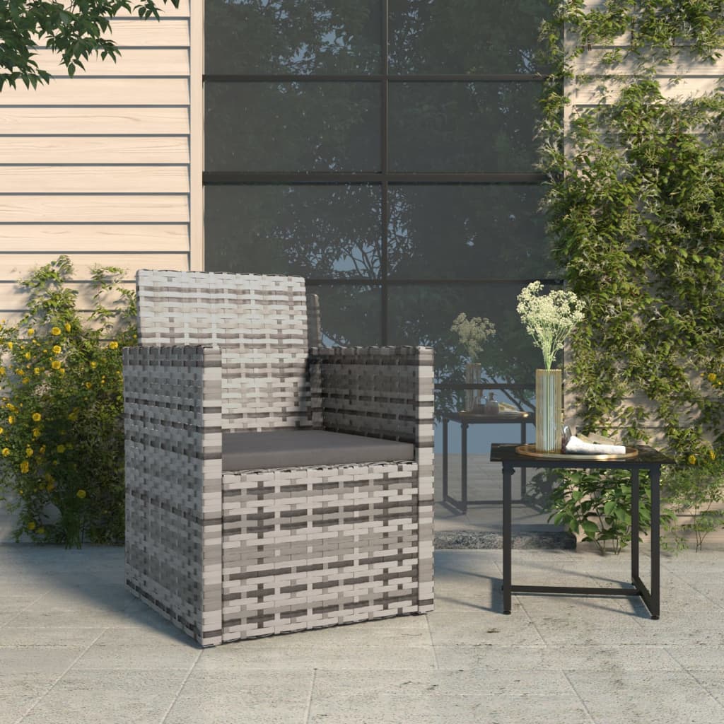 vida XL Gartensessel mit Kissen Grau Poly Rattan
