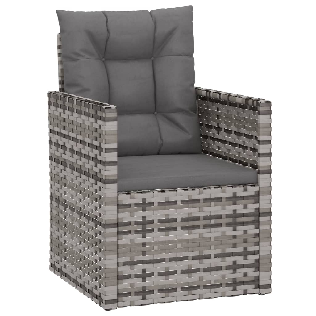 Image of vidaXL Garden Armchair with Cushions Grey Poly Rattan