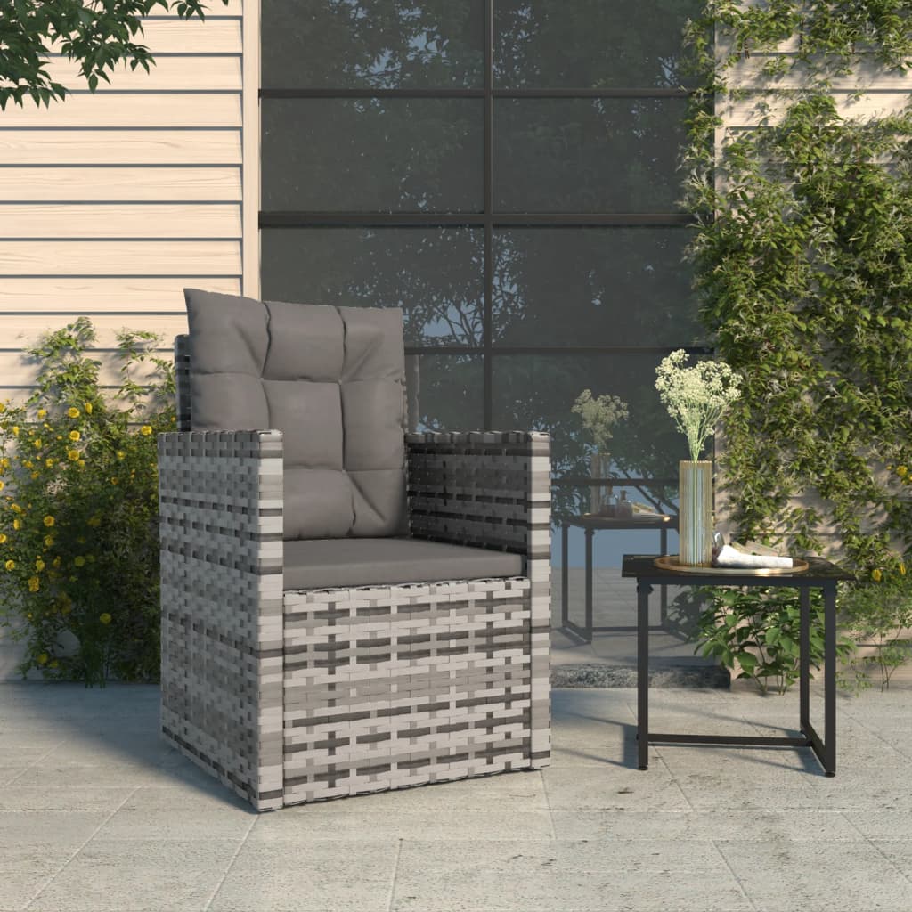 vida XL Gartensessel mit Kissen Grau Poly Rattan