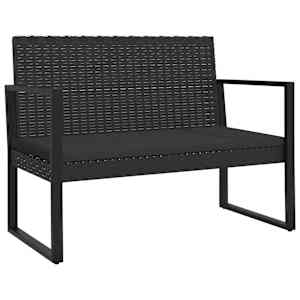vidaXL aiapink patjadega, must, 106 cm, pol&uuml;rotang