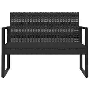 Zahradní lavice s poduškami černá 106 cm polyratan - obrázek 3
