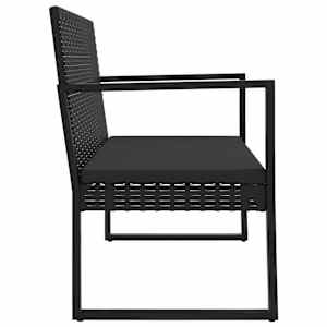 Zahradní lavice s poduškami černá 106 cm polyratan - obrázek 4