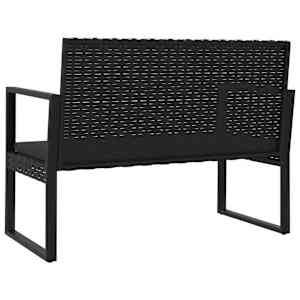 Zahradní lavice s poduškami černá 106 cm polyratan - obrázek 5