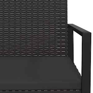 Zahradní lavice s poduškami černá 106 cm polyratan - obrázek 6