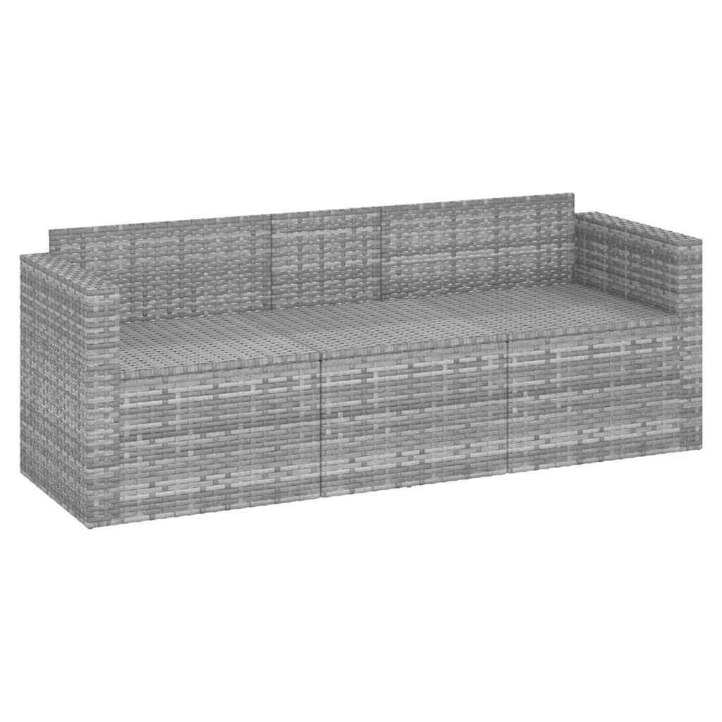 vidaXL Tuinbank 3-zits met kussens poly rattan grijs afbeelding