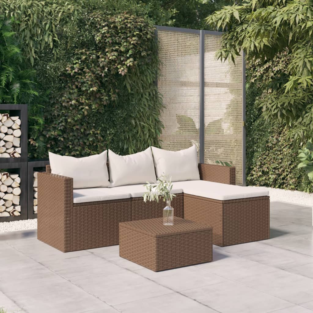 vidaXL Garten-Lounge-Set Braun Poly Rattan