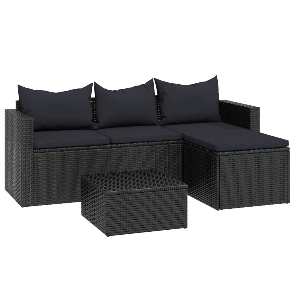 Photos - Garden Furniture VidaXL Patio Lounge Set Black Poly Rattan 