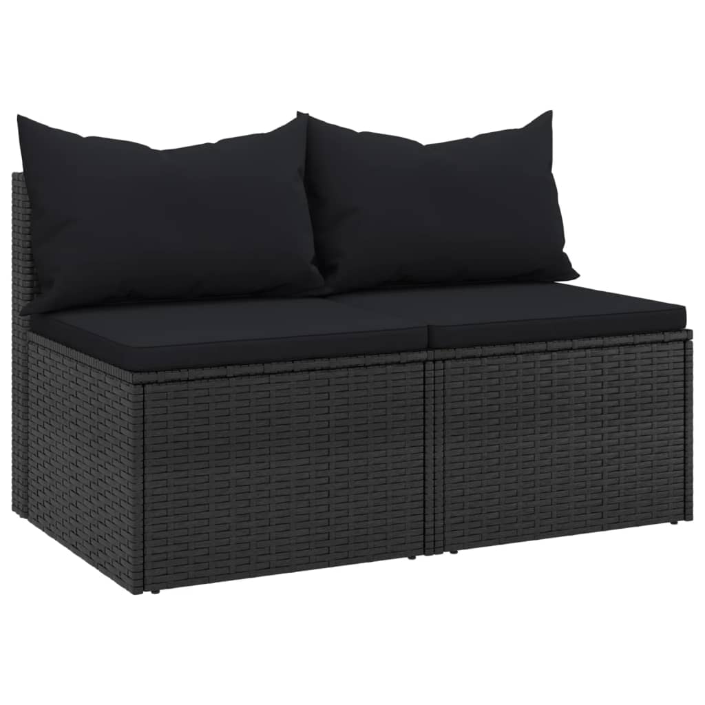 VidaXL Canapés Centraux De Jardin Et Coussins 2pcs Noir Résine Tressée