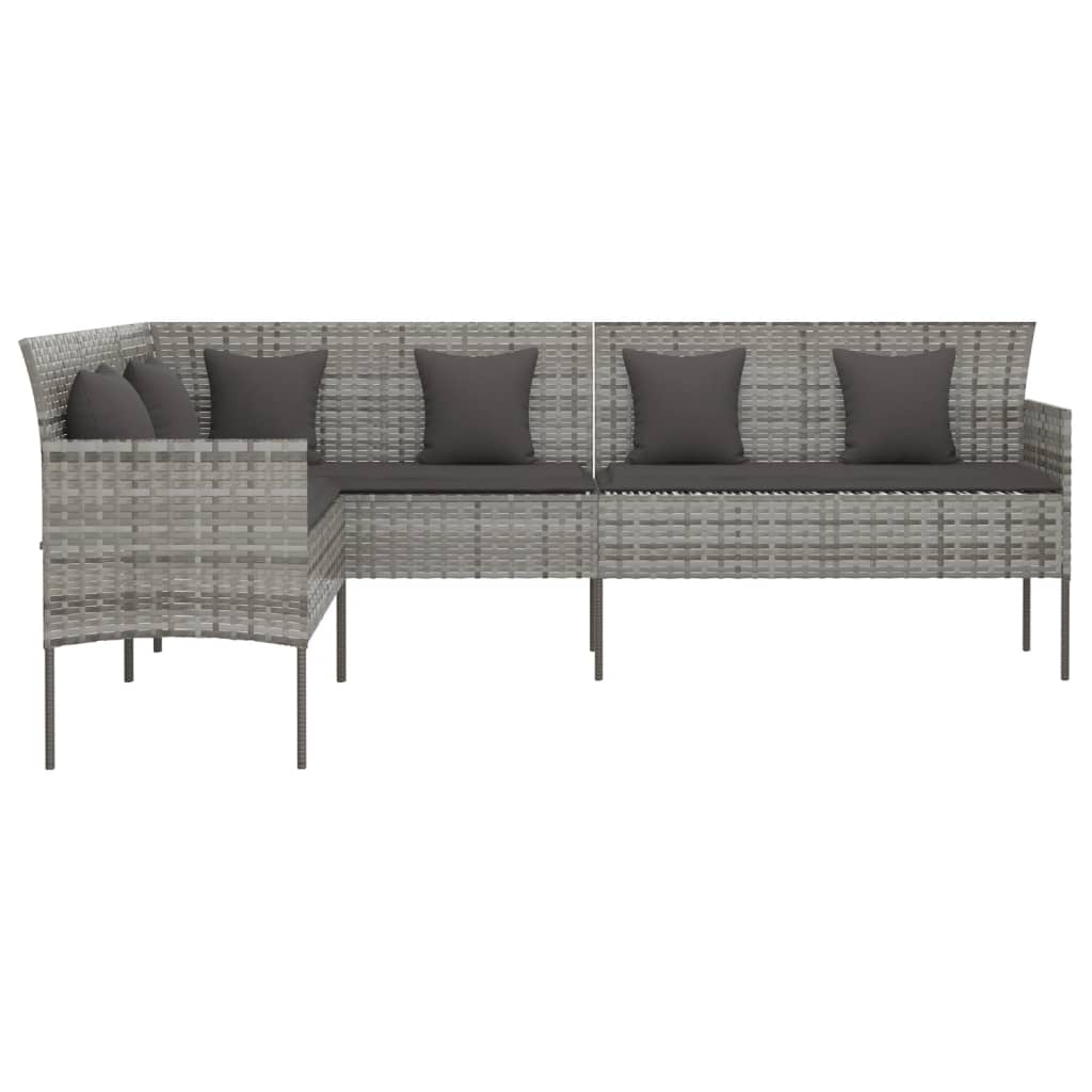 vidaXL L-alakú szürke polyrattan kerti kanapé párnával
