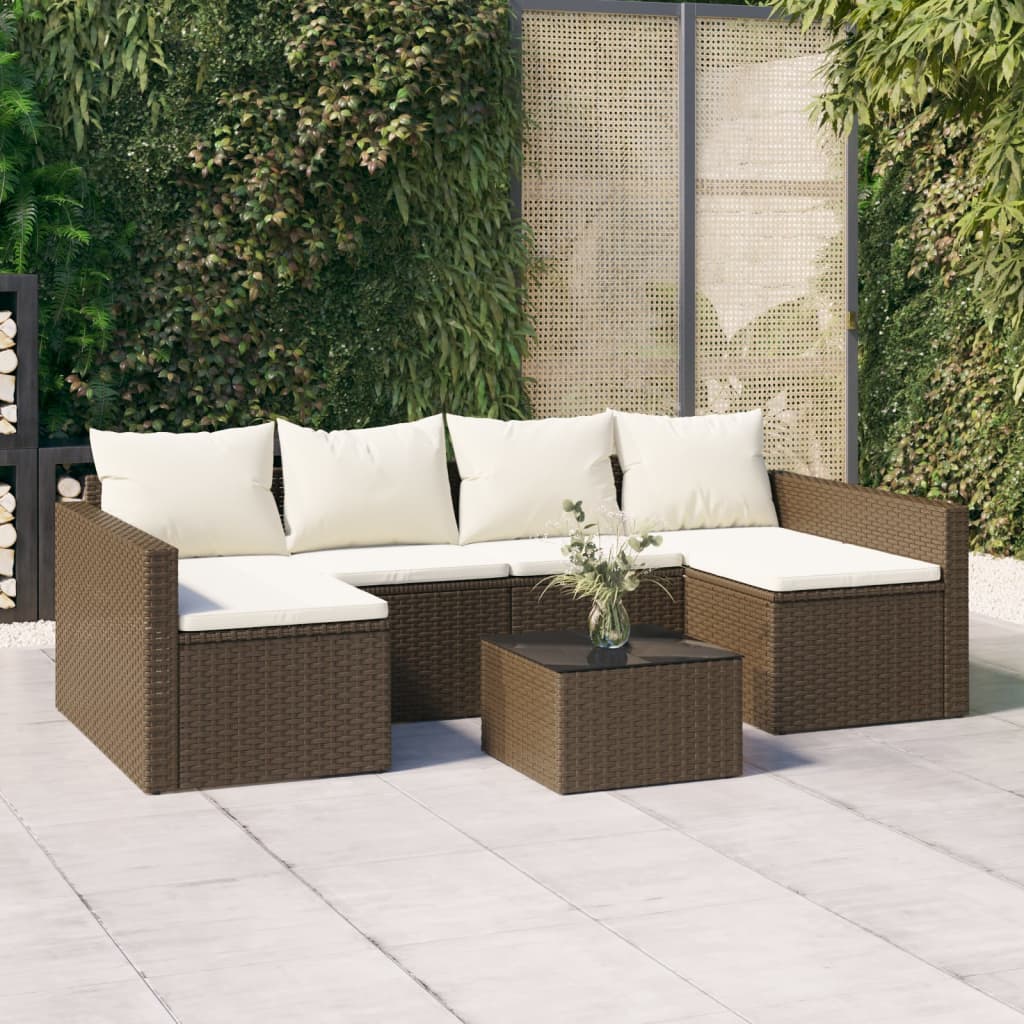 vidaXL 2-tlg. Garten-Lounge-Set mit Kissen Braun Poly Rattan