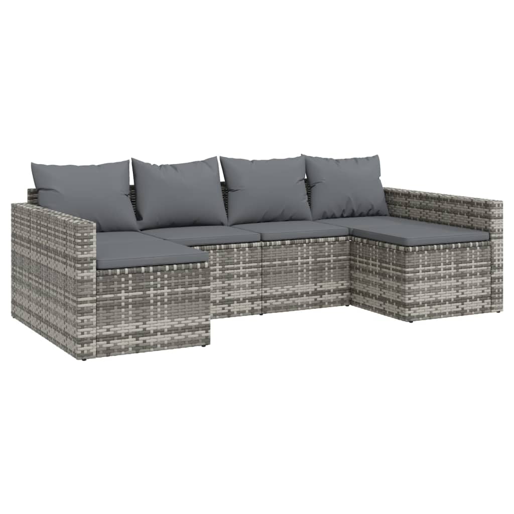 vidaXL 2 részes szürke polyrattan kerti ülőgarnitúra párnákkal