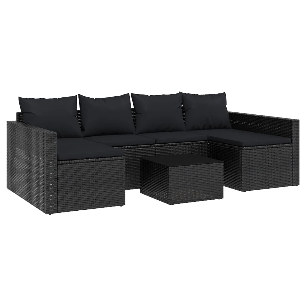 vidaXL Set șezlonguri de grădină, 2 piese, cu perne, negru, poliratan