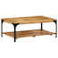  vidaXL 2 szintes tömör mangófa és acél dohányzóasztal 100 x 55 x 38 cm termék 2. képe