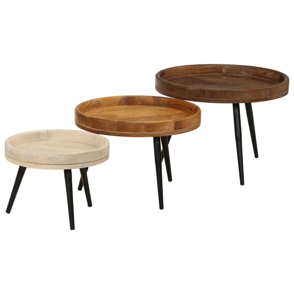 Thumbnail - vidaXL Couchtische 3 Stk. Rund Massivholz Mango