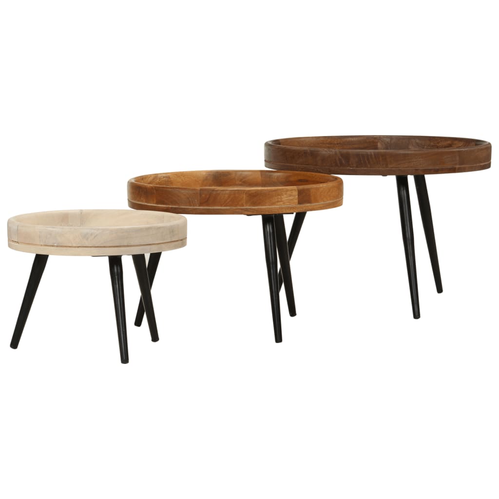 Thumbnail - vidaXL Couchtische 3 Stk. Rund Massivholz Mango