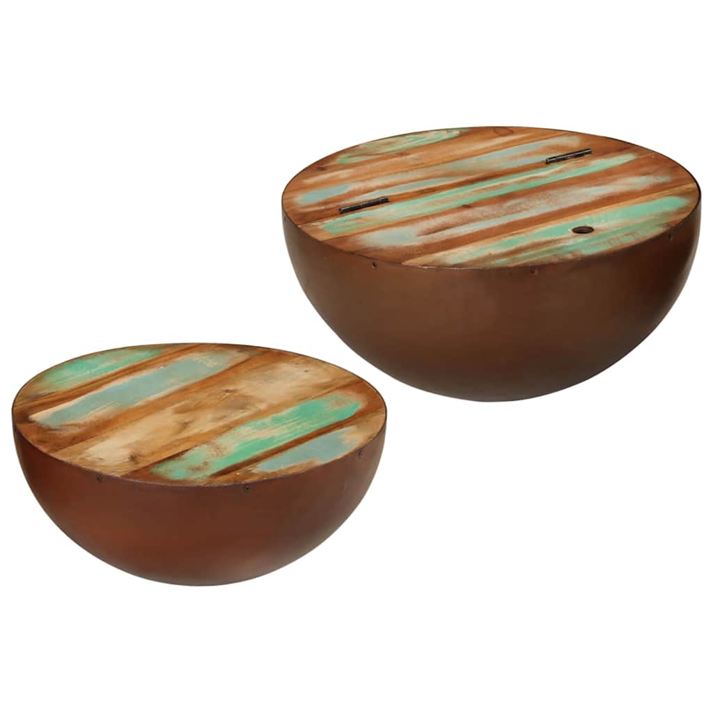 Bowl-Shaped coffee tables 2 pcs. reclaimed solid wood