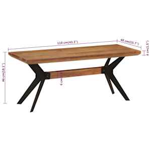 Jídelní lavice 110 x 40 x 46 cm masivní akáciové dřevo a ocel - obrázek 7