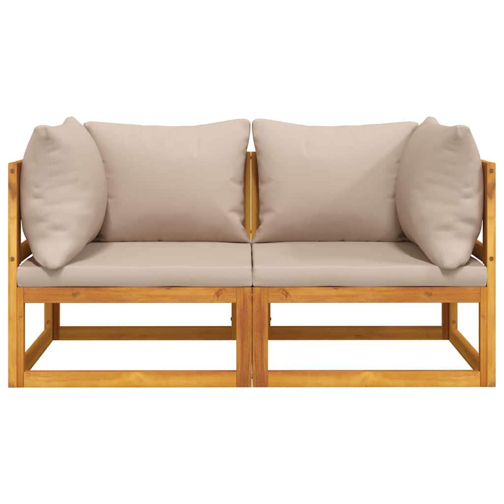 Thumbnail - vidaXL Modular-Ecksofas 2 Stk. mit Kissen Taupe Massivholz Akazie