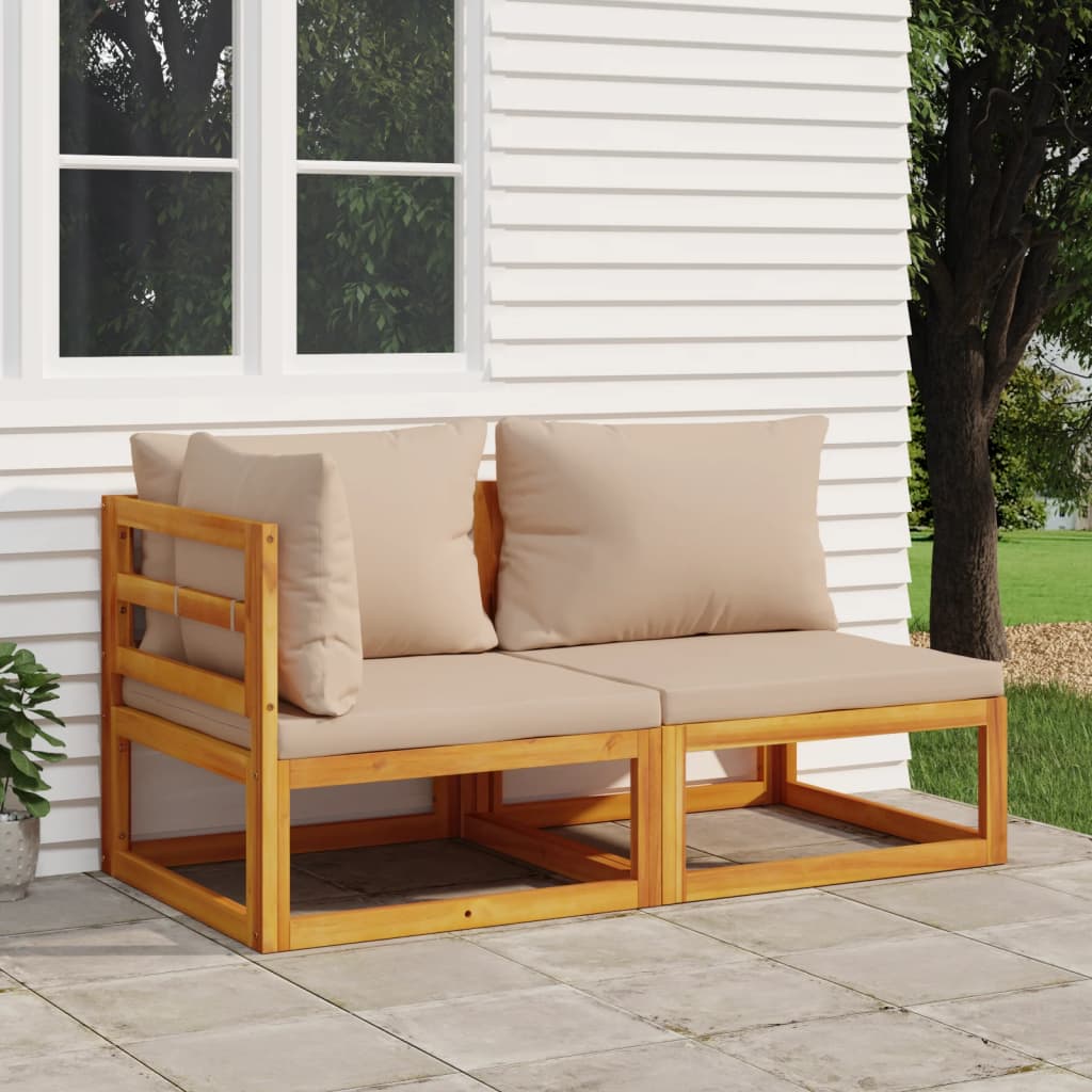 vidaXL 2 Piece Garden Sofa Set with Cushions Solid Wood Acacia