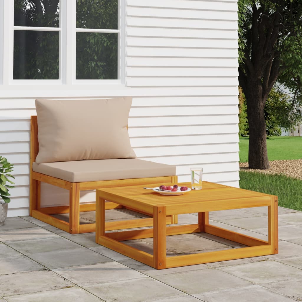 vidaXL 2 Piece Garden Sofa Set with Cushions Solid Wood Acacia