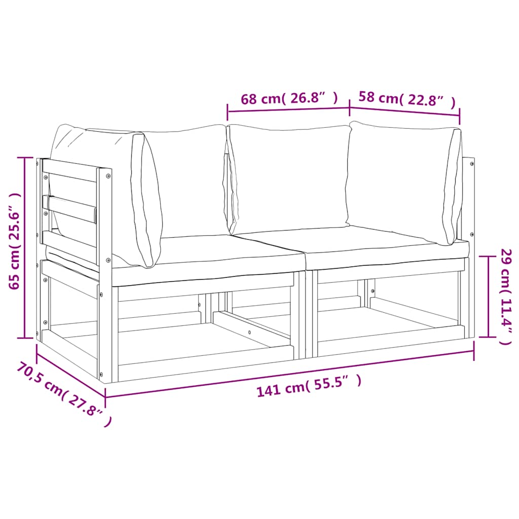 Patio Furniture Set Outdoor Lounge Set with Cushions Solid Wood Acacia vidaXL - Picture 27 of 48