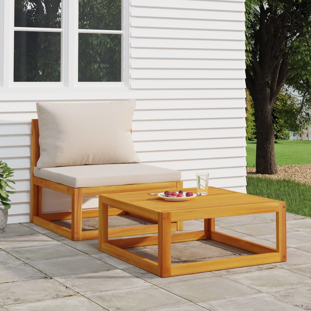 vidaXL 2-tlg. Garten-Sofa-Set mit Kissen Massivholz Akazie