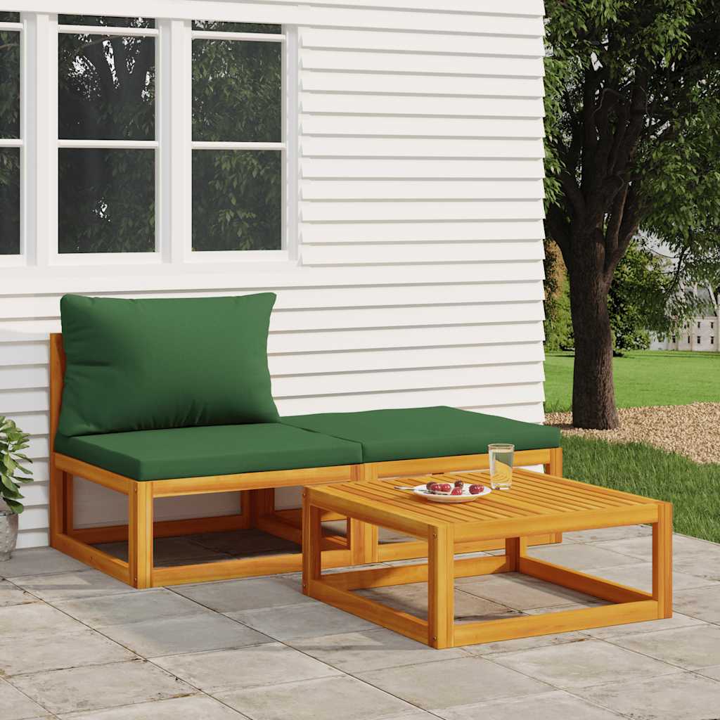 vida XL 3-tlg. Garten-Lounge-Set mit Kissen Massivholz Akazie