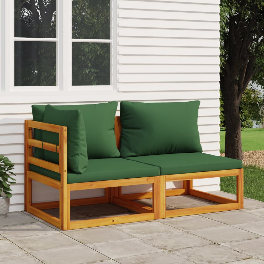 vidaXL 2-tlg. Garten-Sofa-Set mit Kissen Massivholz Akazie