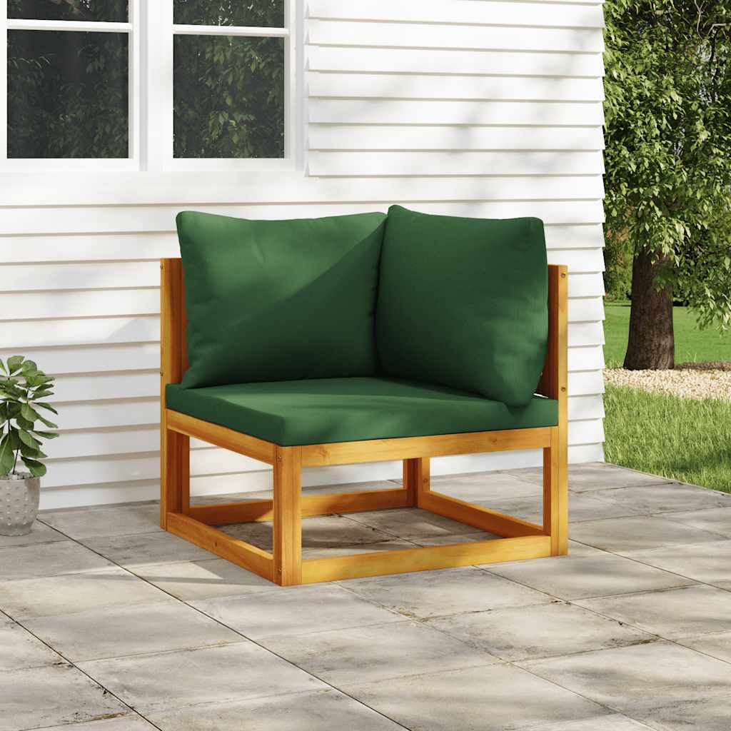 vida XL Modular-Ecksofa mit Grünen Kissen Massivholz Akazie