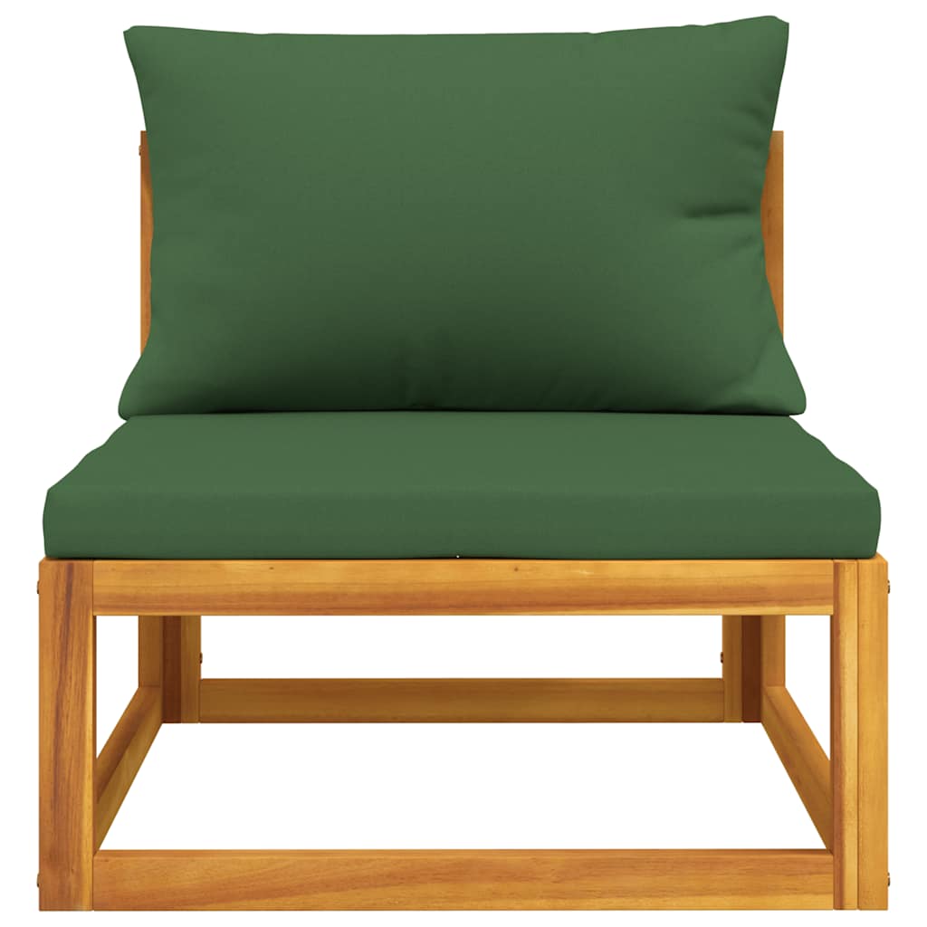Thumbnail - vidaXL Garten-Mittelsofa mit Grünen Kissen Massivholz Akazie
